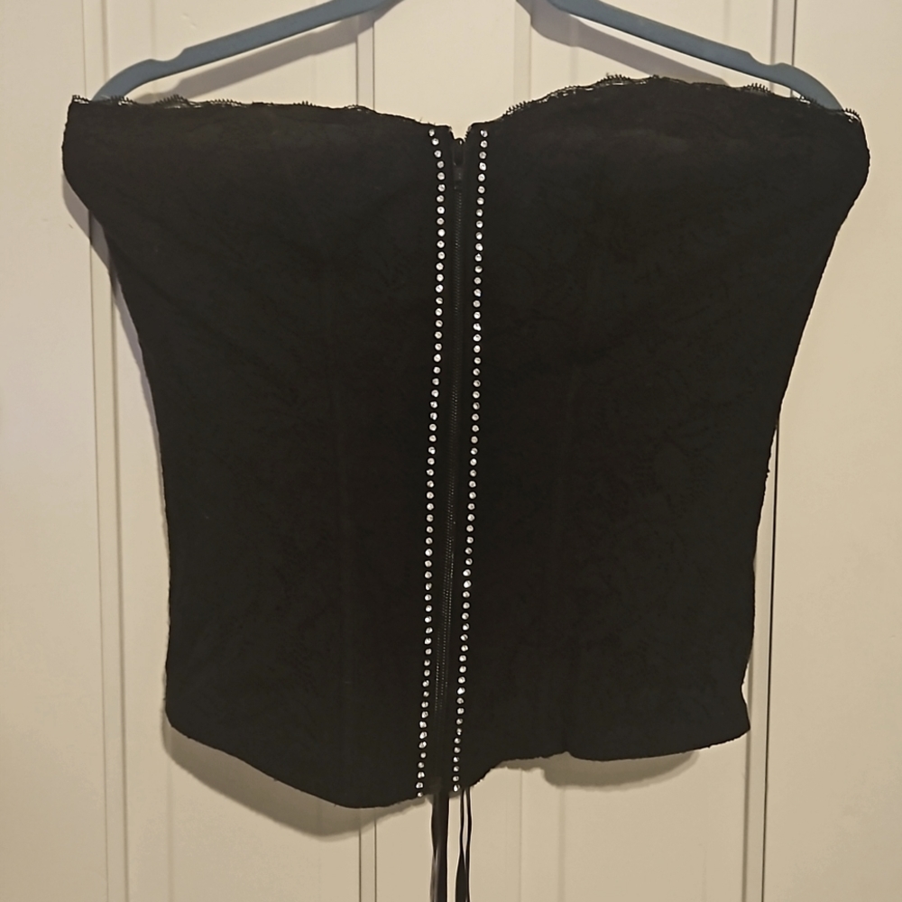 Cacique 40 NWT bustier zip front laceup back